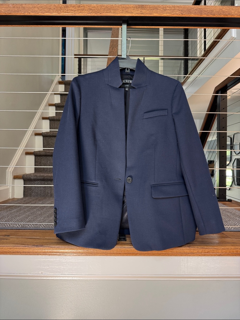 J. Crew Regent Four-Season Navy Single-Button Blazer